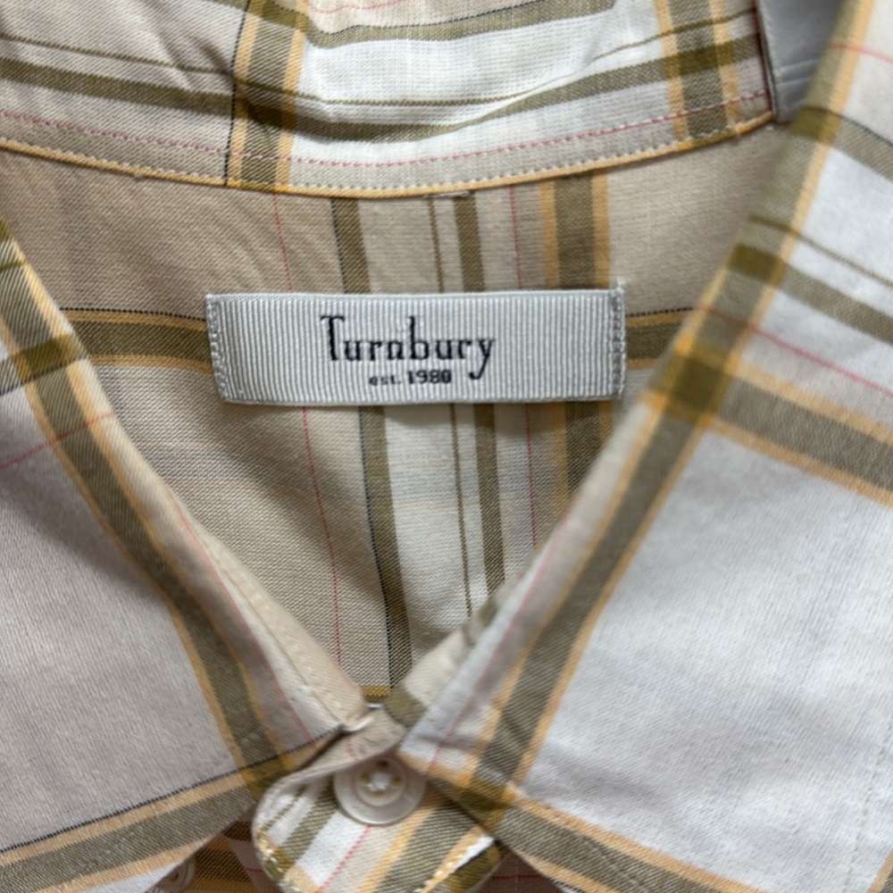 Turnbury Men’s XL‎ Short Sleeve Button Down Tan Plaid Dress Shirt 100% Cotton - Picture 6 of 14